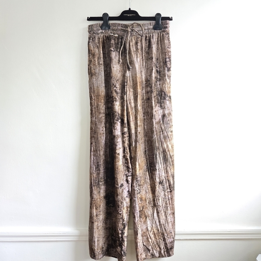 New Zara Tie Dye Velvet Drawstring Mid Rise Multi Color Pants 2435/004 Small - Picture 9 of 14